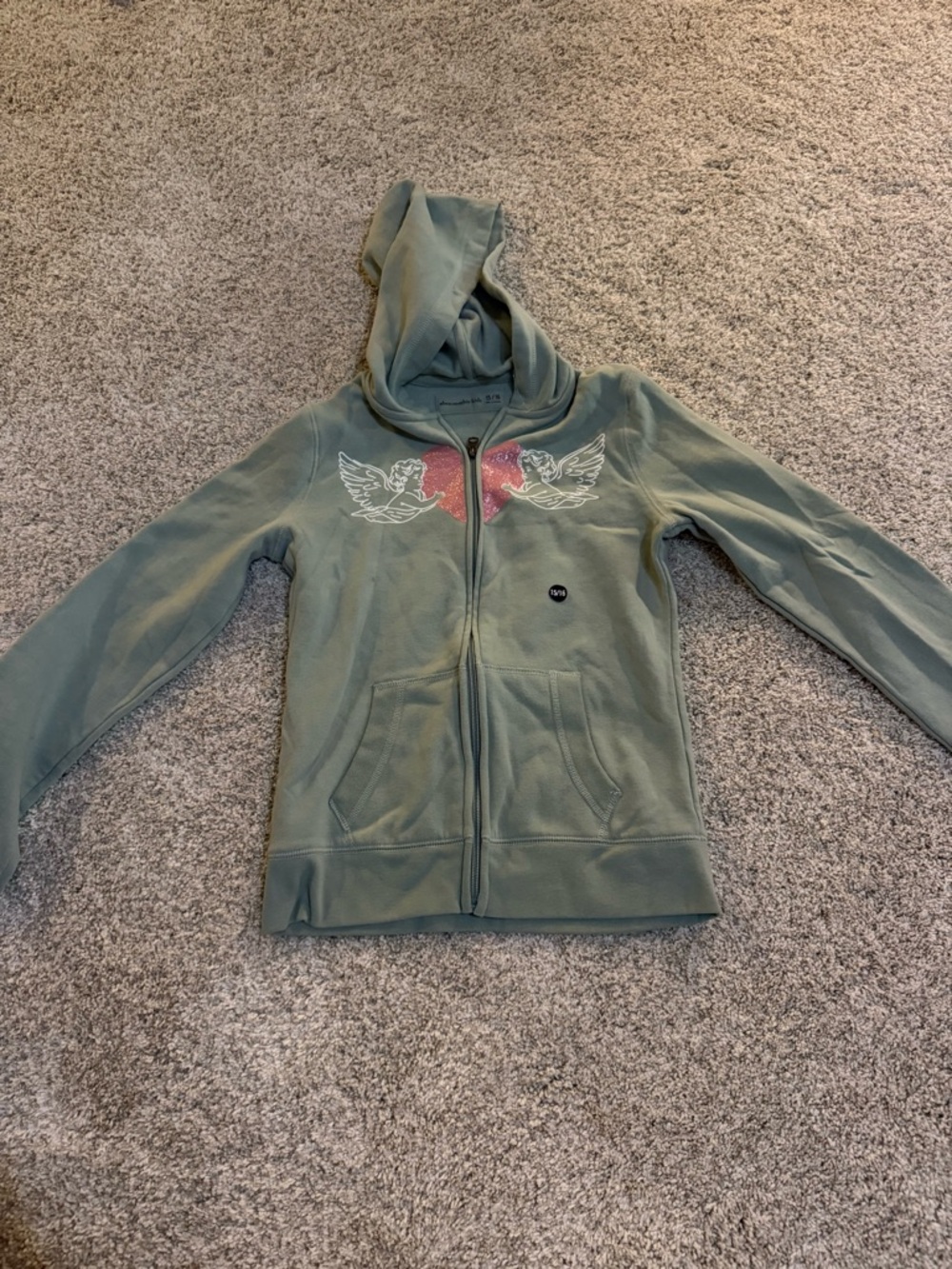 abercrombie kids Zip Hoodie with Pink Heart/ Cupid